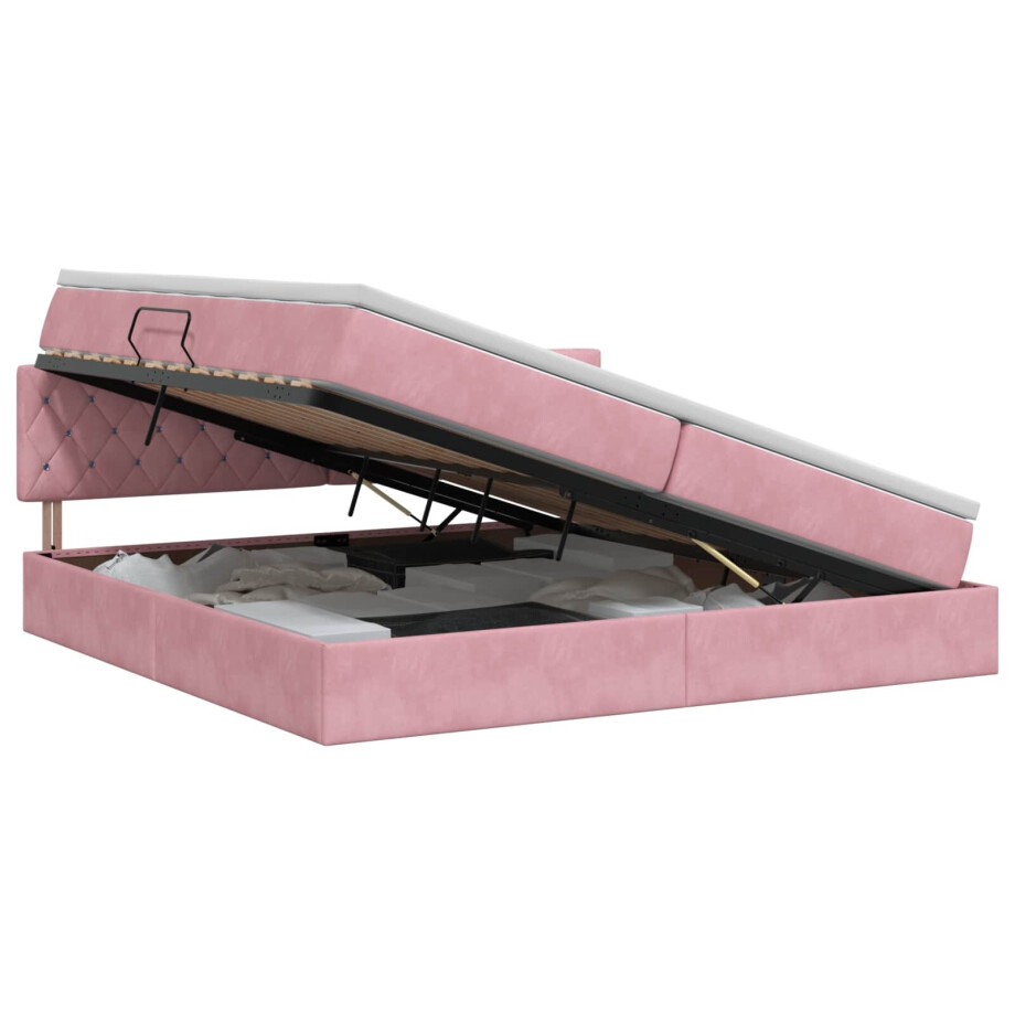 vidaXL Opslag bed met hoofdeinde Roze 200 x 200 cm Fluweel vidaXL Opslag bed met hoofdeinde Roze 200 x 200 cm Fluweel afbeelding 1