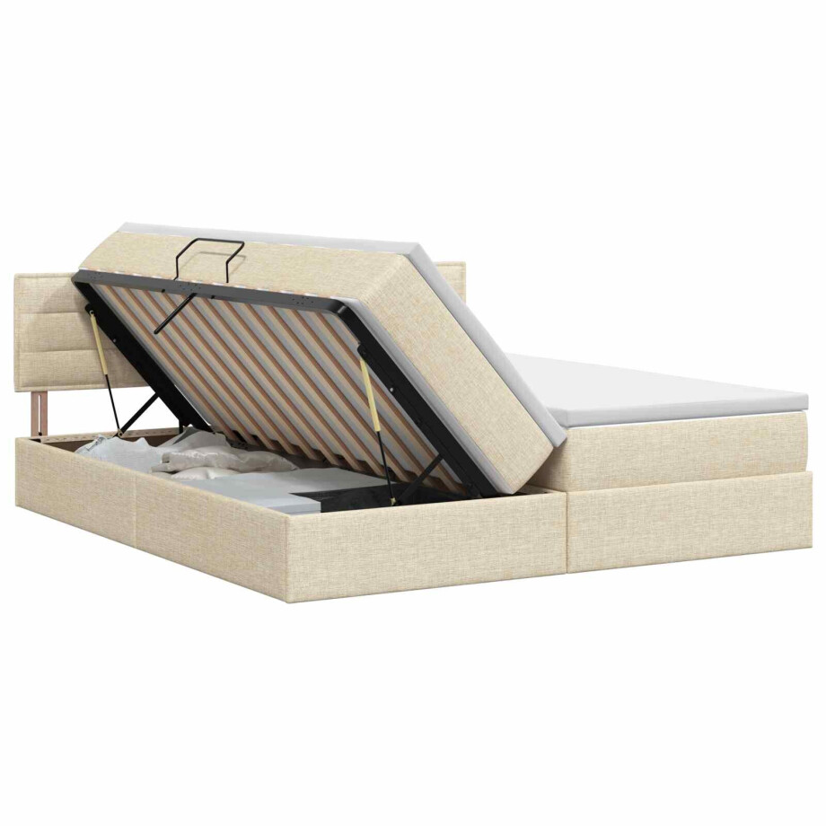vidaXL Opslag bed met hoofdeinde 2 st Crèmekleurig Nep Leer afbeelding 1