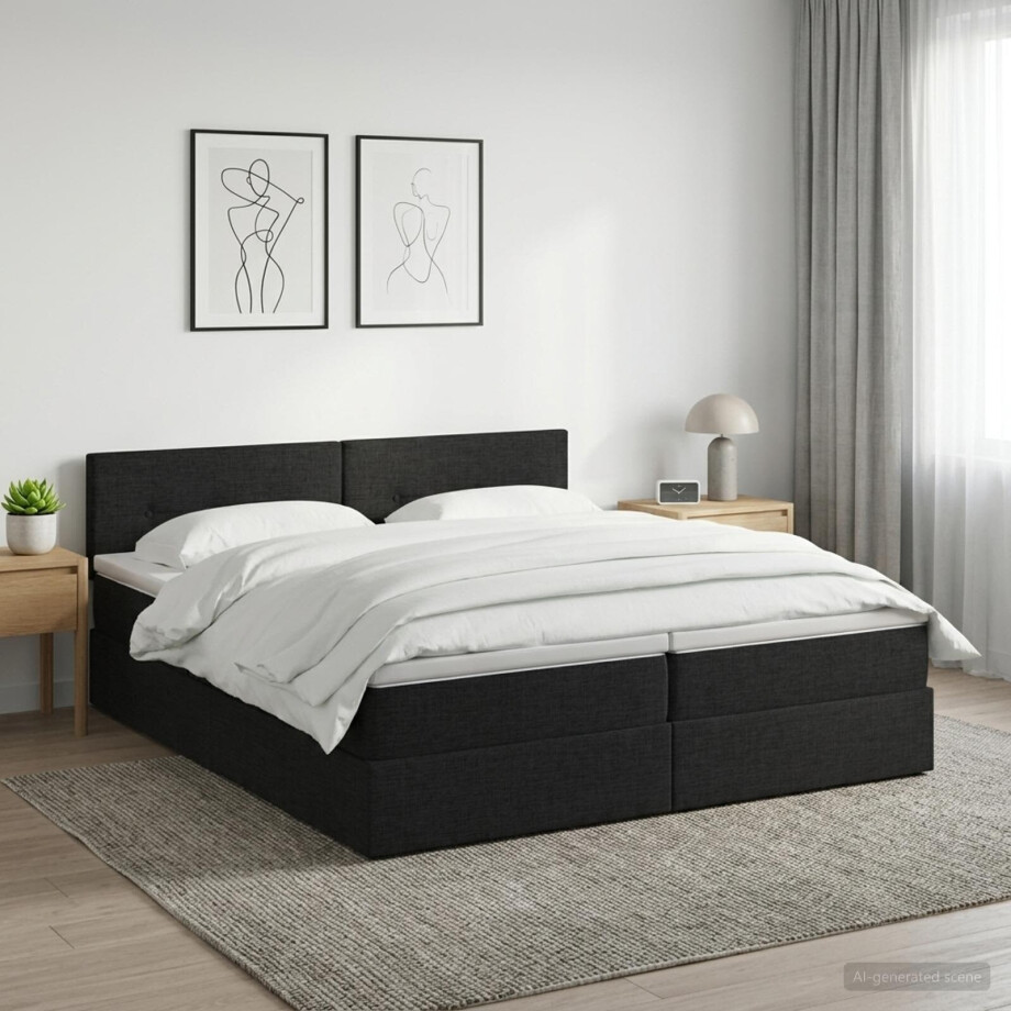 vidaXL Opslag bed met hoofdeinde 2 st Zwart Nep Leer vidaXL Opslag bed met hoofdeinde 2 st Zwart Nep Leer afbeelding 1