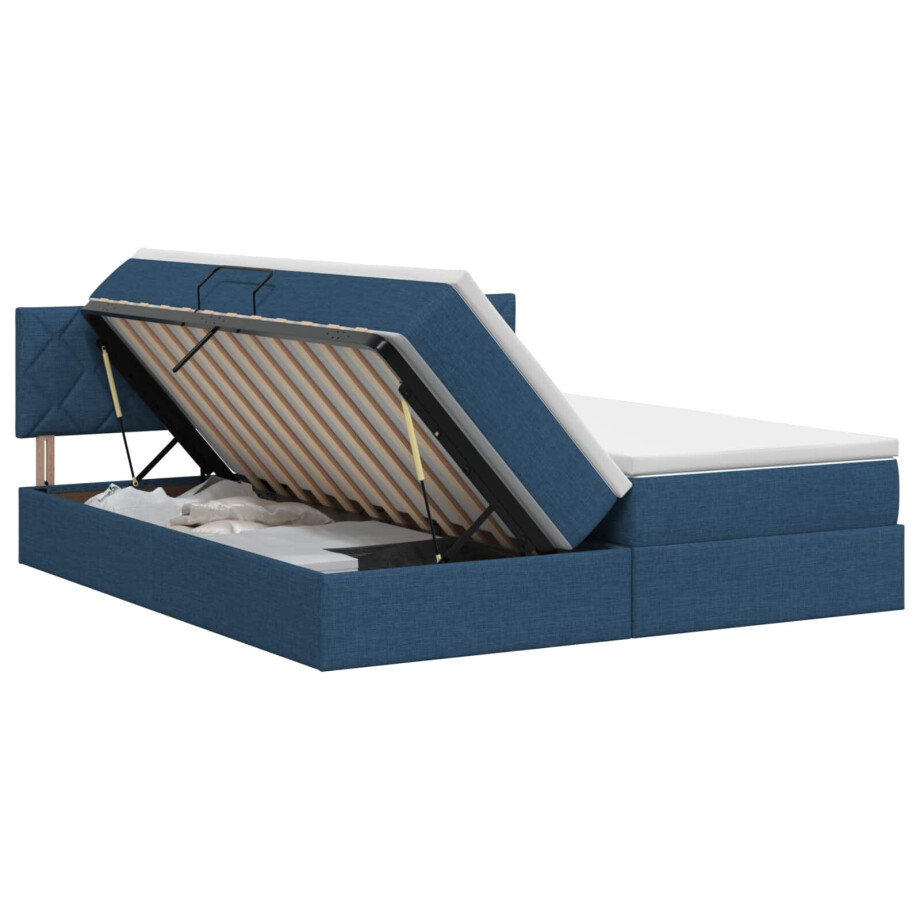 vidaXL Opslag bed met hoofdeinde 2 st Blauw Nep Leer afbeelding 1