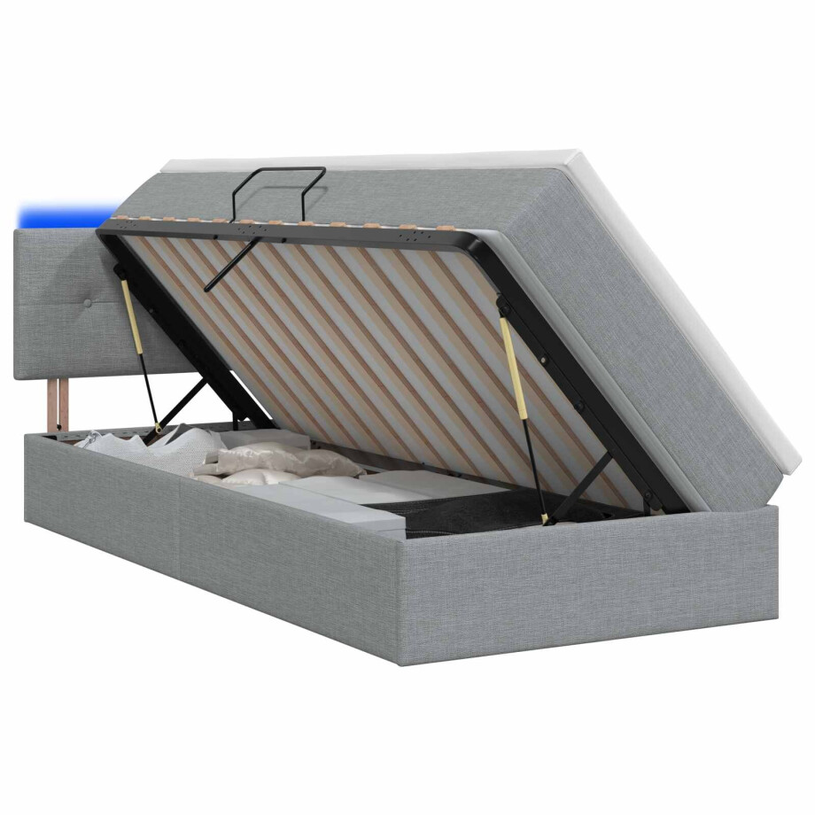 vidaXL LED Opslagbed met Matras Lichtgrijs 90 x 200 cm Stof vidaXL LED Opslagbed met Matras Lichtgrijs 90 x 200 cm Stof afbeelding 1