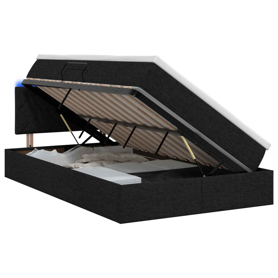 vidaXL LED Opslagbed met Matras Zwart 120 x 200 cm Stof vidaXL LED Opslagbed met Matras Zwart 120 x 200 cm Stof afbeelding 1