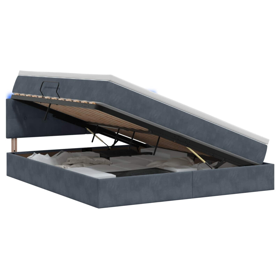 vidaXL LED Opslagbed met Matras Donkergrijs 180 x 200 cm Fluweel afbeelding 1