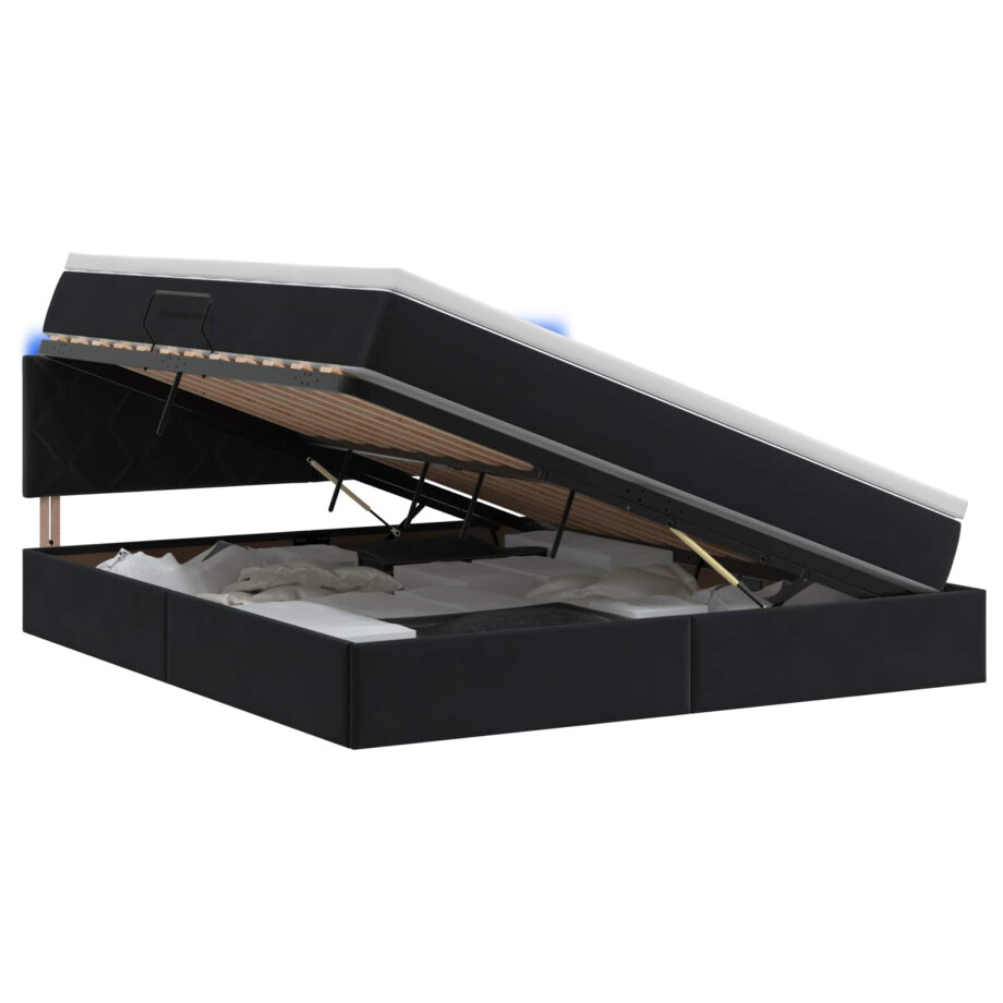 vidaXL LED Opslagbed met Matras Zwart 140 x 200 cm Fluweel vidaXL LED Opslagbed met Matras Zwart 140 x 200 cm Fluweel afbeelding 1