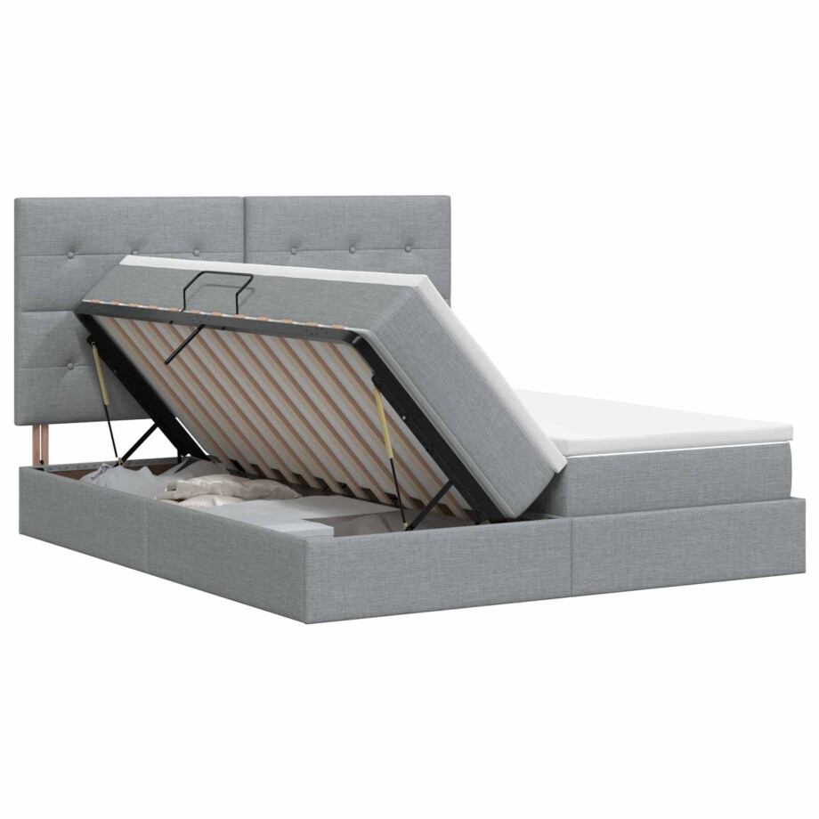 vidaXL Opslag bed met hoofdeinde Lichtgrijs 180 x 200 cm Stof vidaXL Opslag bed met hoofdeinde Lichtgrijs 180 x 200 cm Stof afbeelding 1