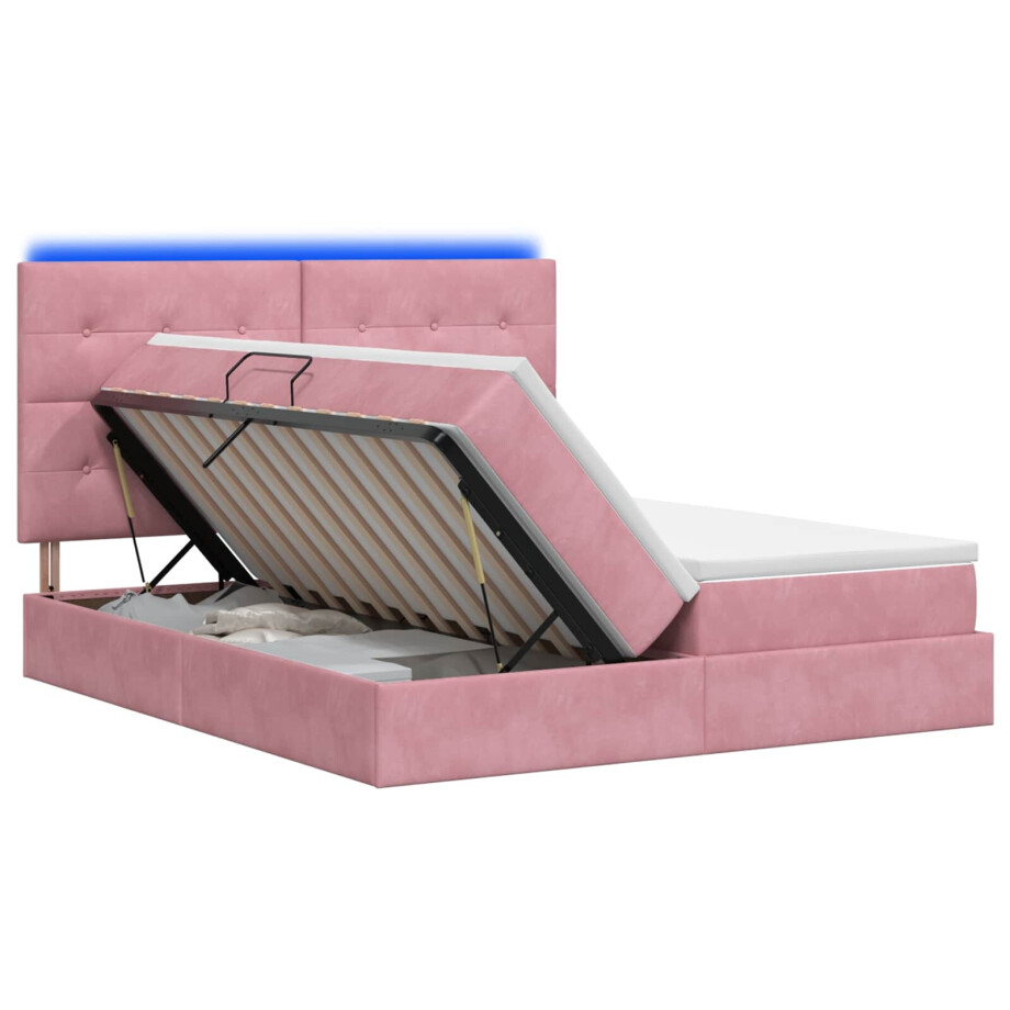 vidaXL LED Opslagbed met Matras Roze 180 x 200 cm Fluweel afbeelding 1