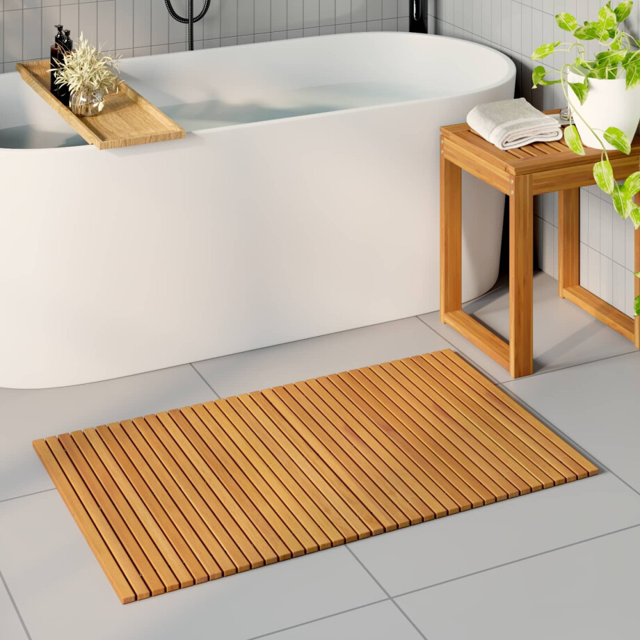 vidaXL Badmat 2 st Naturel 100 x 60 cm Massief Acaciahout vidaXL Badmat 2 st Naturel 100 x 60 cm Massief Acaciahout afbeelding 1