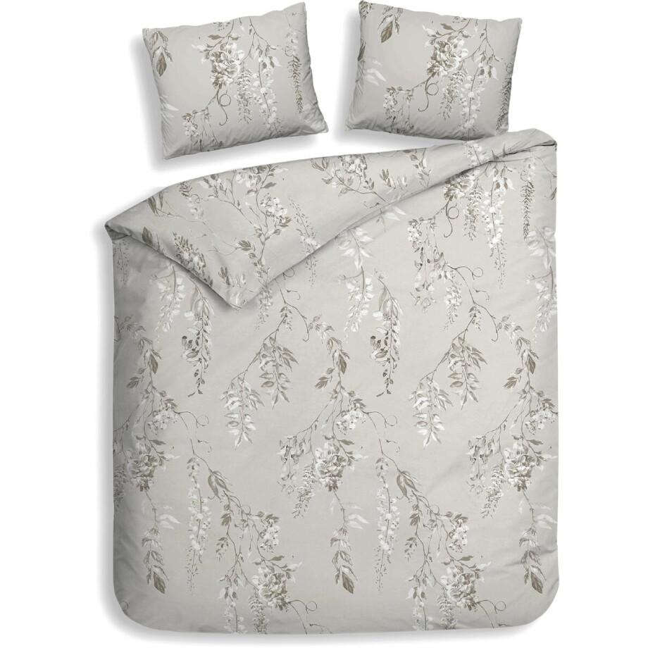 Heckettlane Dekbedovertrek Chiara - Bedlinnen met Takken print - 260x200-220 cm - Grijs - Dekbedovertrek van 100% Katoen-Flanel afbeelding 1