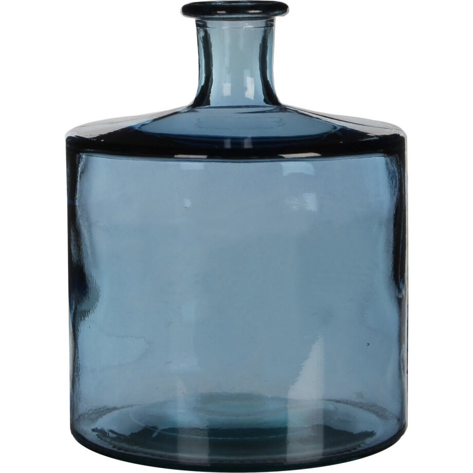 Mica Decorations Guan Fles Vaas - H26 x Ø21 cm - Gerecycled Glas - Blauw Mica Decorations Guan Fles Vaas - H26 x Ø21 cm - Gerecycled Glas - Blauw afbeelding 1