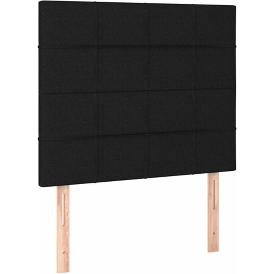 vidaXL - Hoofdborden - 2 - st - 100x5x78/88 - cm - stof - zwart afbeelding 1