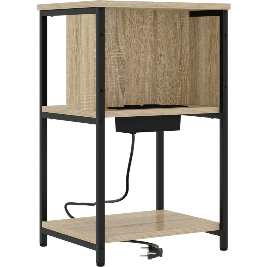 vidaXL - Nachtkastje - Sonoma - Eik - 38 - x - 31 - x - 61 - cm - Bewerkt - hout afbeelding 1