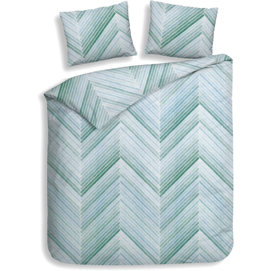 Heckettlane Dekbedovertrek Vita - Bedlinnen met Abstract print - 260x200-220 cm - Blauw - Dekbedovertrek van 100% Katoen-Flanel afbeelding 1