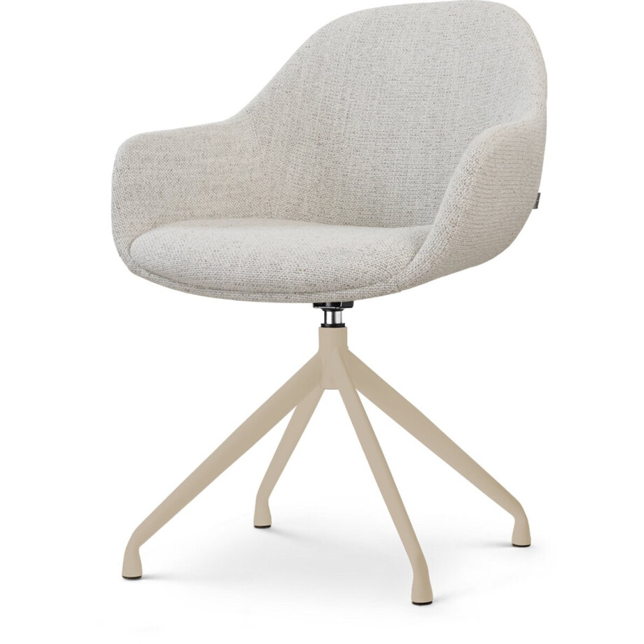 Nolon Nola-Mae Draaibare Eetkamerstoel Beige Gemêleerd - Beige Onderstel - Armleuning - Comfortabel - Japandi - Stoffen Nolon Nola-Mae Draaibare Eetkamerstoel Beige Gemêleerd - Beige Onderstel - Armleuning - Comfortabel - Japandi - Stoffen afbeelding 1