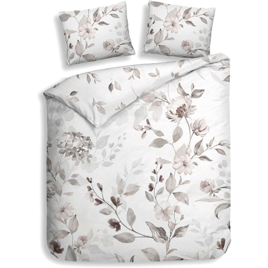 Heckettlane Dekbedovertrek Katoen Satijn Amara - Beige - 100% Katoen-Satijn - Dekbedovertrek 200x200/220cm - Tweepersoons - Wenen afbeelding 1