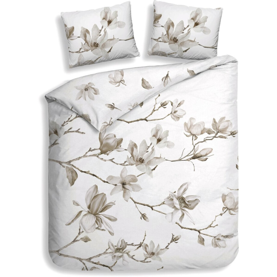 Heckettlane Dekbedovertrek Rio - Bedlinnen met Bloemen print - 200x220 cm - Wit - Dekbedhoes van 100% Katoen-Clip Sheared afbeelding 1