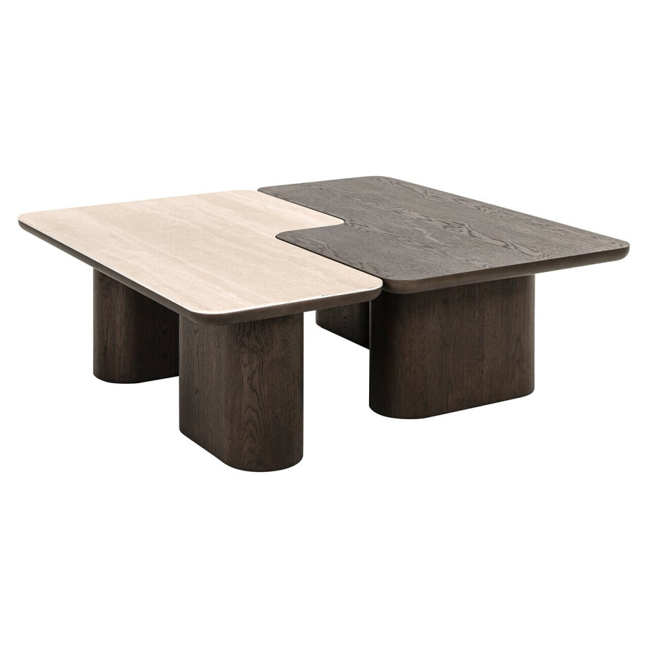 Richmond Salontafel 'Nando' Travertinlook en eiken, 115 x 110cm afbeelding 1