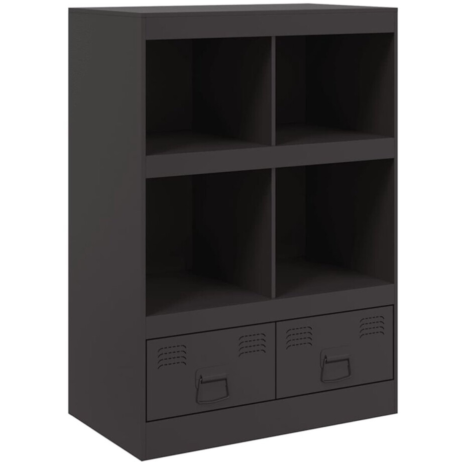 vidaXL - Hoge - kast - 67x39x95 - cm - staal - zwart vidaXL - Hoge - kast - 67x39x95 - cm - staal - zwart afbeelding 1