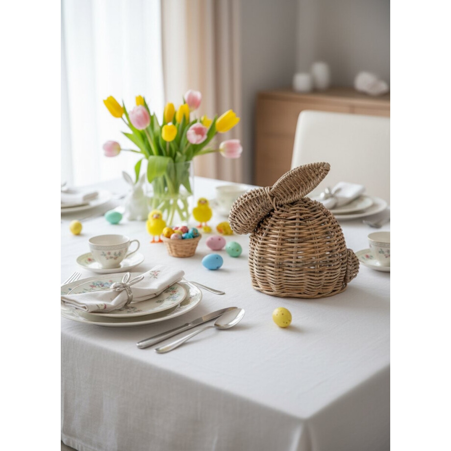 Riviera Maison Paashaas Beeld rotan handgevlochten beeldje - Eater Bunny paasdecoratie landelijk afbeelding 1