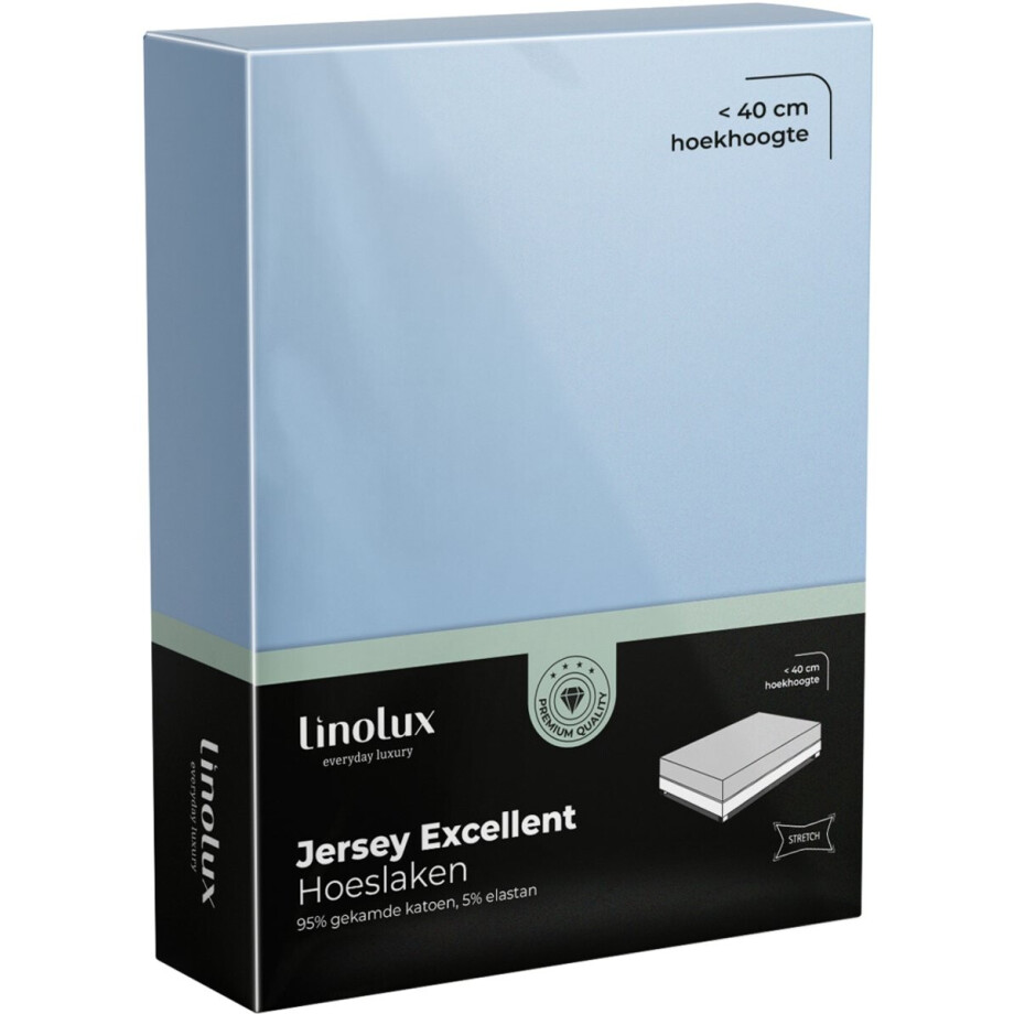 Linolux Hoeslaken Jersey Excellent Light Blue 140x200 t/m 160x220 afbeelding 1