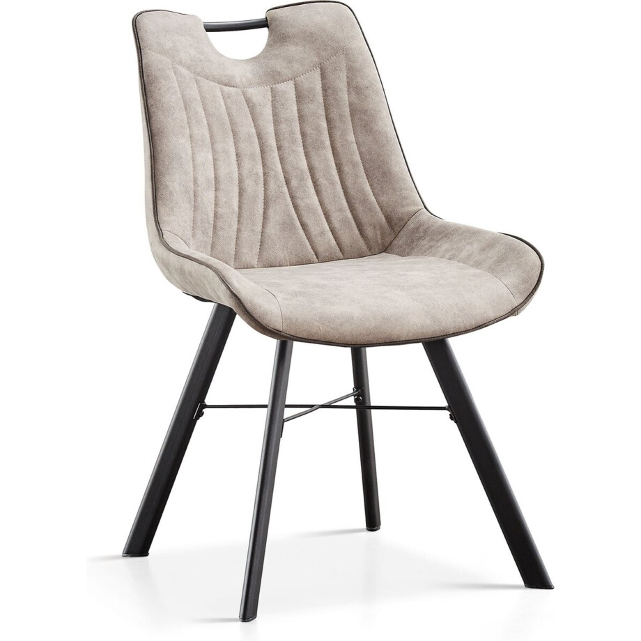 Stoel Marijn Lichtgrijs - Kunstleer - Set van 2 - Zithoogte 54 cm - Zitdiepte 43 cm afbeelding 1