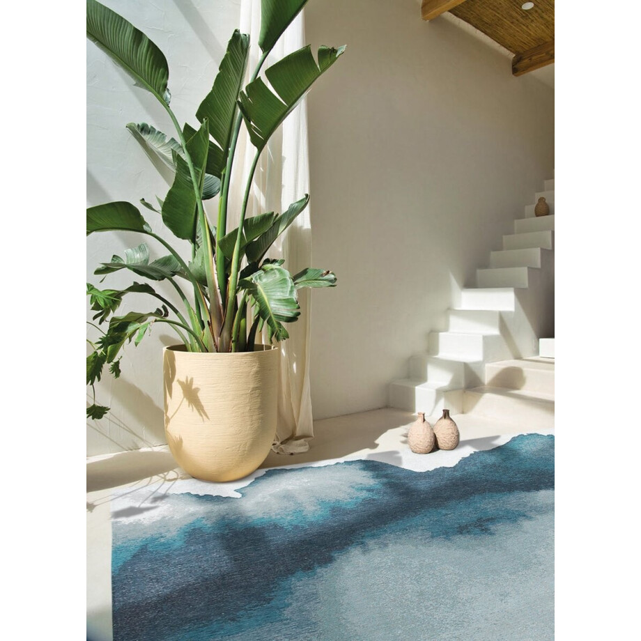 Wasbaar Binnen & Buiten Vloerkleed - 80 x 150 cm - Louis De Poortere Lagoon Inkjet - Laagpolig Tapijt - Gerecycled PET - Made in Belgium - Circulair Wasbaar Binnen & Buiten Vloerkleed - 80 x 150 cm - Louis De Poortere Lagoon Inkjet - Laagpolig Tapijt - Gerecycled PET - Made in Belgium - Circulair afbeelding 1