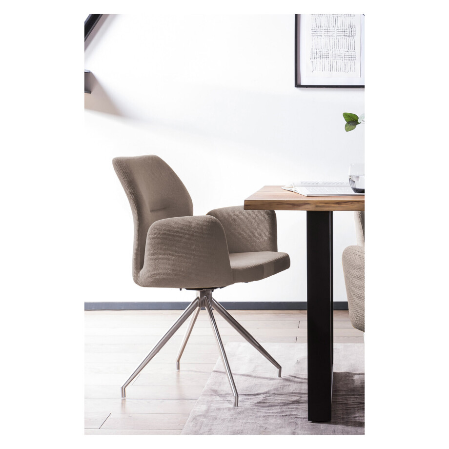 Artistiq Draaibare Eetkamerstoel 'Meika' Structuurstof, kleur Bruin Artistiq Draaibare Eetkamerstoel 'Meika' Structuurstof, kleur Bruin afbeelding 1