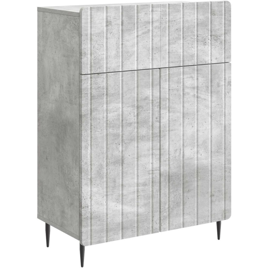 vidaXL - Dressoir - met - lade - Betongrijs - 66 - x - 34,5 - x - 92 - cm - Bewerkt - hout vidaXL - Dressoir - met - lade - Betongrijs - 66 - x - 34,5 - x - 92 - cm - Bewerkt - hout afbeelding 1