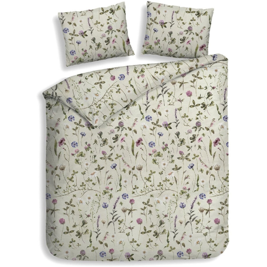 Heckettlane Dekbedovertrek Katoen Flanel Harper - Pistachio Green - 100% Katoen-Flanel - Dekbedovertrek 240x200/220cm - Lits Jumeaux - Puketi afbeelding 1