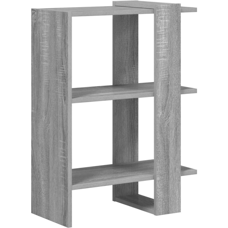 vidaXL - Boekenplank - 2-laags - 52 - x - 25 - x - 71,5 - cm - Bewerkt - hout - Grijs - Sonoma afbeelding 1