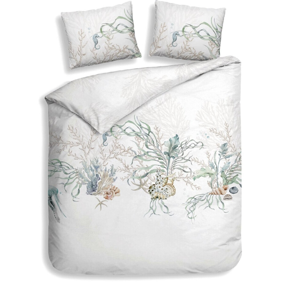 Heckettlane Dekbedovertrek Katoen Satijn Agnia - White - 100% Katoen-Satijn - Zee - Dekbedovertrek 260x200/220 cm - Lits-Jumeaux XL - Milos afbeelding 1