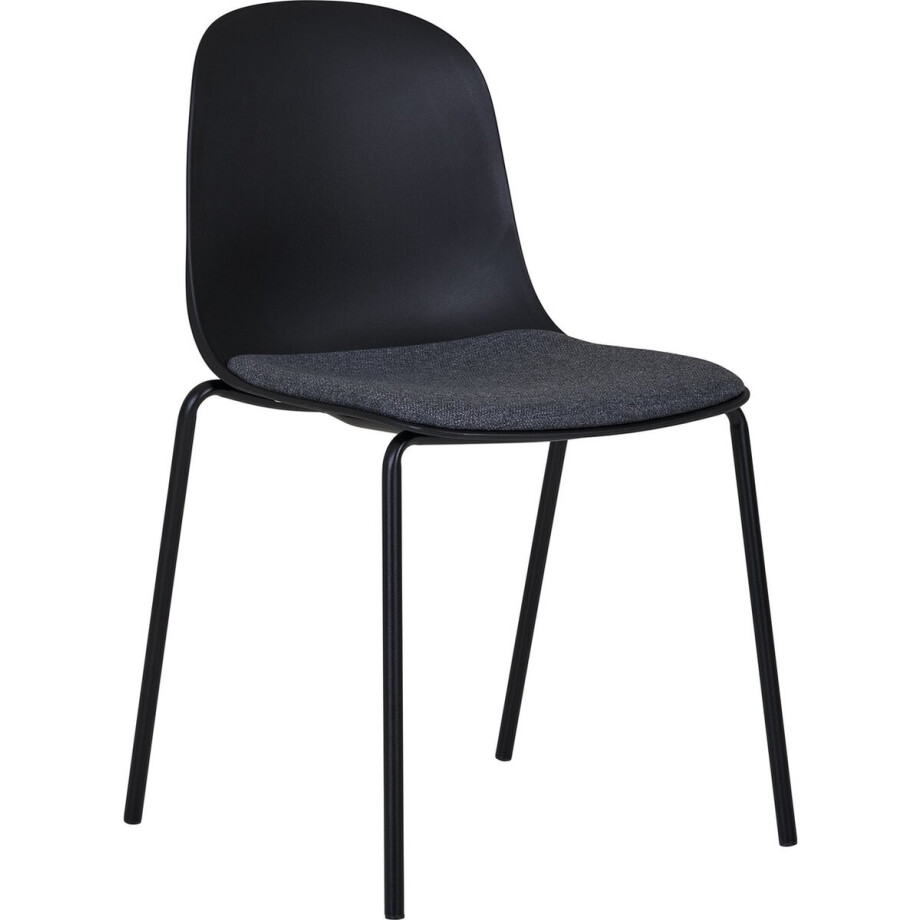 House Nordic Eetkamerstoel Madalena - Stof/Textiel - Zwart - Set van 2 afbeelding 1