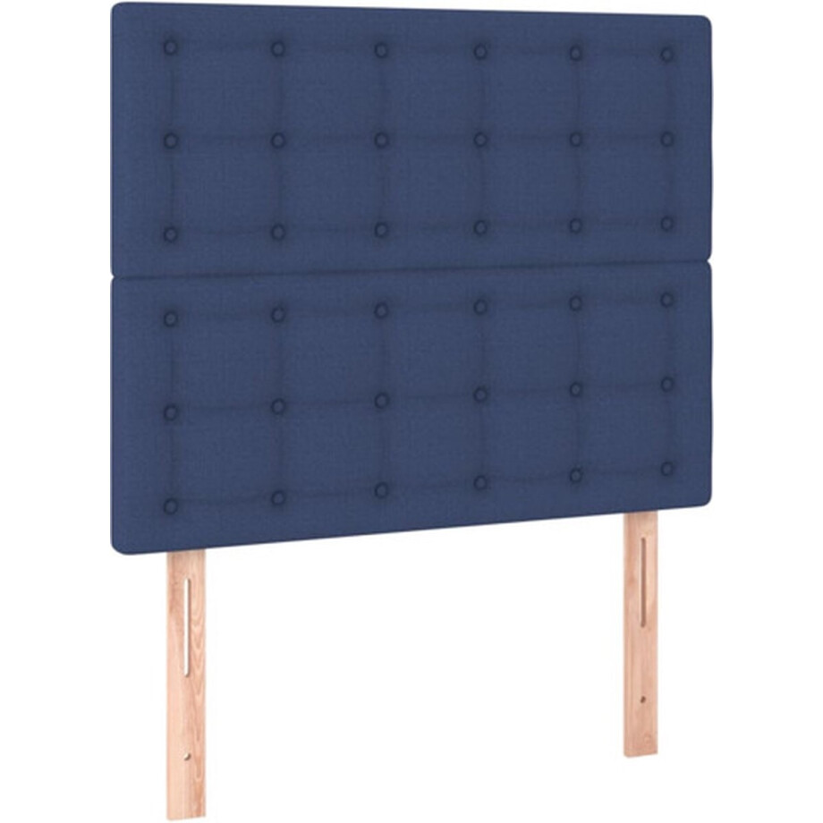 vidaXL - Hoofdbord - blauw - 100x5x118/128 - cm - stof afbeelding 1