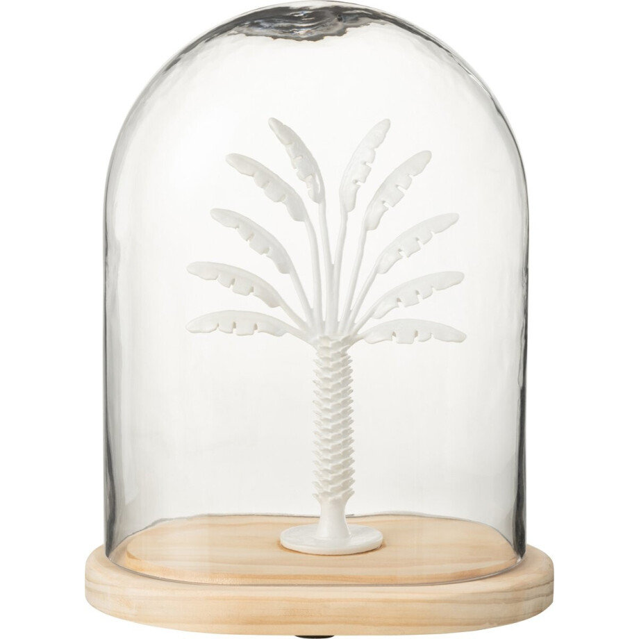 J-Line decoratie Stolp Palmboom - glas/metaal - wit/naturel - large afbeelding 1