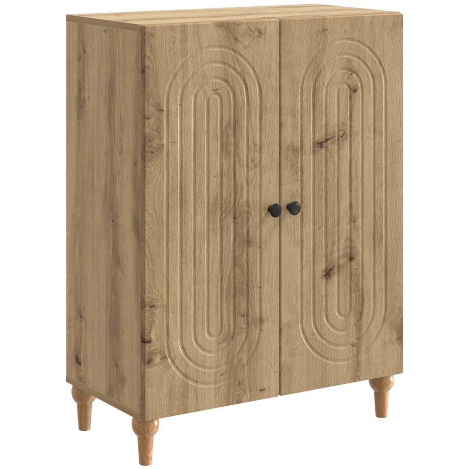 vidaXL - Dressoir - Artisanaal - eiken - 66 - x - 34,5 - x - 90 - cm - Bewerkt - hout vidaXL - Dressoir - Artisanaal - eiken - 66 - x - 34,5 - x - 90 - cm - Bewerkt - hout afbeelding 1