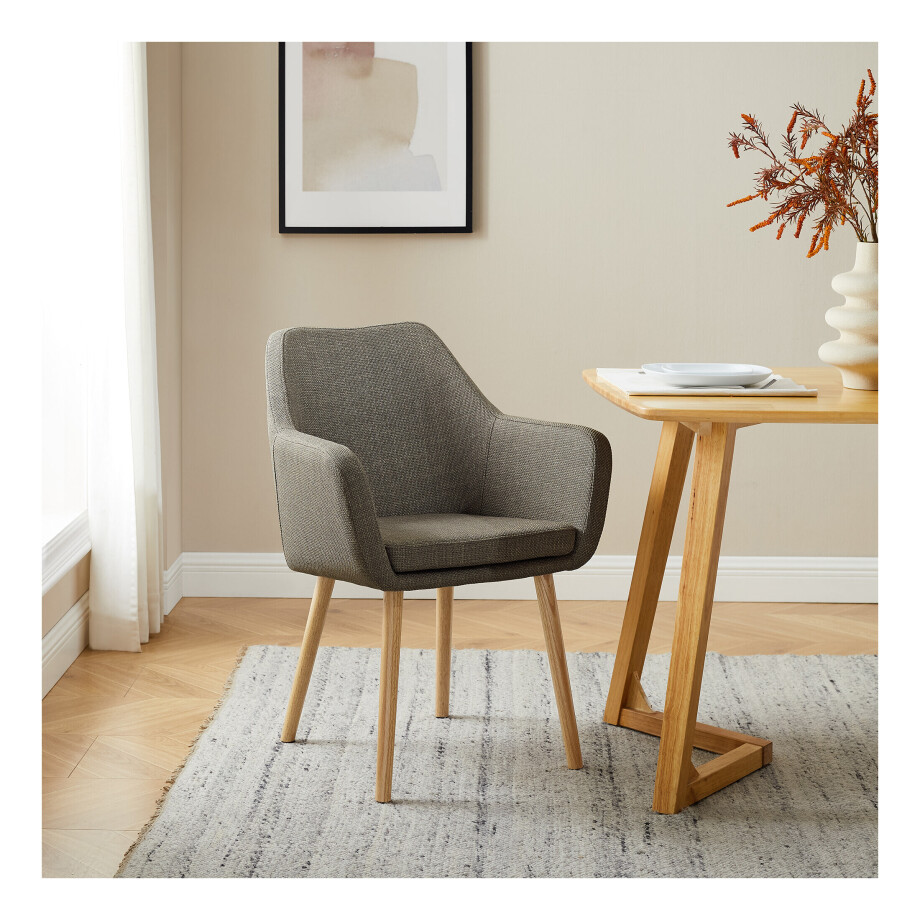 Artistiq Eetkamerstoel 'Jua' Stof, kleur Bruin afbeelding 1