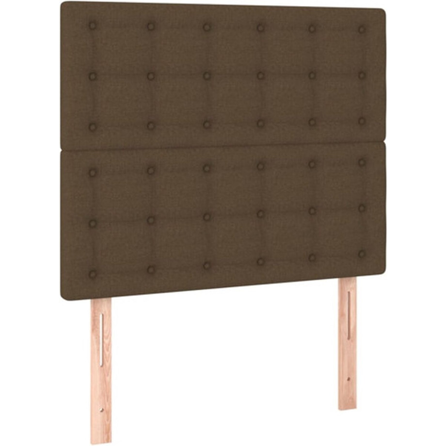vidaXL - Hoofdborden - 2 - st - 100x5x78/88 - cm - stof - donkerbruin afbeelding 1