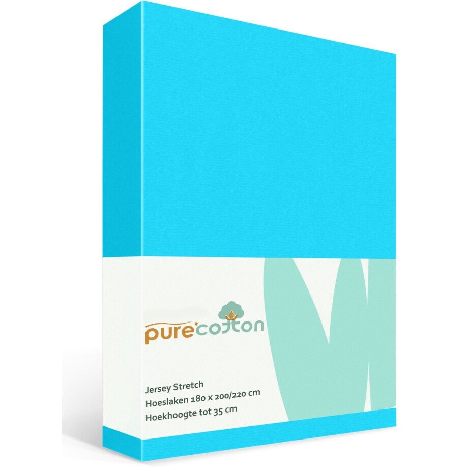 Pure'Cotton Hoeslaken 180x200 - tot 35 cm Hoekhoogte - 100% Katoen Jersey - Meer Kleuren - Strijkvrij - Lange Levensduur - Turquoise Pure'Cotton Hoeslaken 180x200 - tot 35 cm Hoekhoogte - 100% Katoen Jersey - Meer Kleuren - Strijkvrij - Lange Levensduur - Turquoise afbeelding 1
