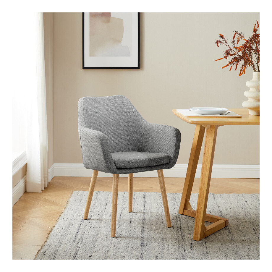 Artistiq Eetkamerstoel 'Jua' Stof, kleur Lichtgrijs afbeelding 1