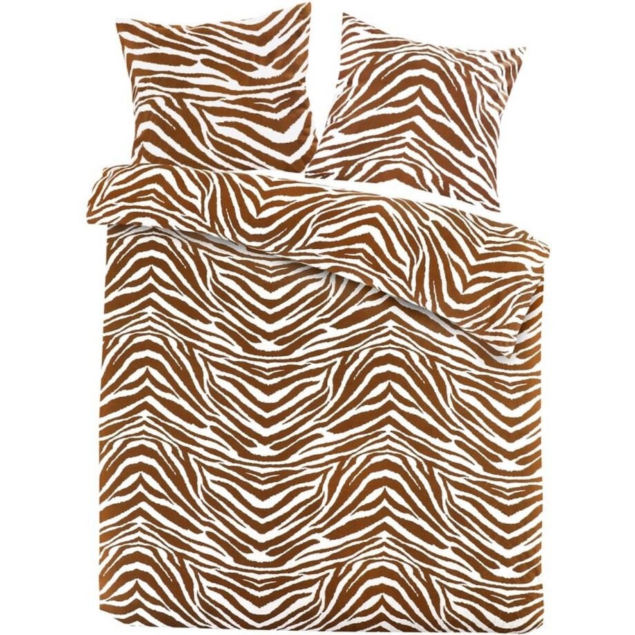 Day Dream Zebra - Flanel - Dekbedovertrek - Tweepersoons - 200x200/220 cm - Bruin Day Dream Zebra - Flanel - Dekbedovertrek - Tweepersoons - 200x200/220 cm - Bruin afbeelding 1