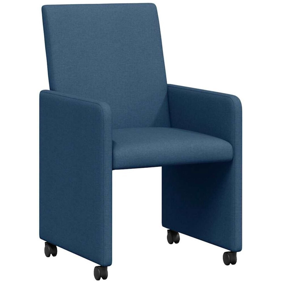 vidaXL - Eetkamerstoelen - met - wielen - 2 - pcs - Blauw - 57 - x - 66 - x - 94 - cm - Stof afbeelding 1