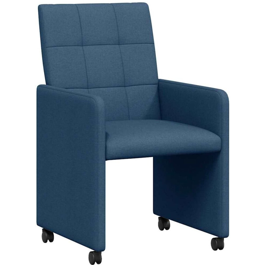 vidaXL - Eetkamerstoelen - met - wielen - 2 - pcs - Blauw - 58 - x - 65 - x - 94 - cm - Stof vidaXL - Eetkamerstoelen - met - wielen - 2 - pcs - Blauw - 58 - x - 65 - x - 94 - cm - Stof afbeelding 1