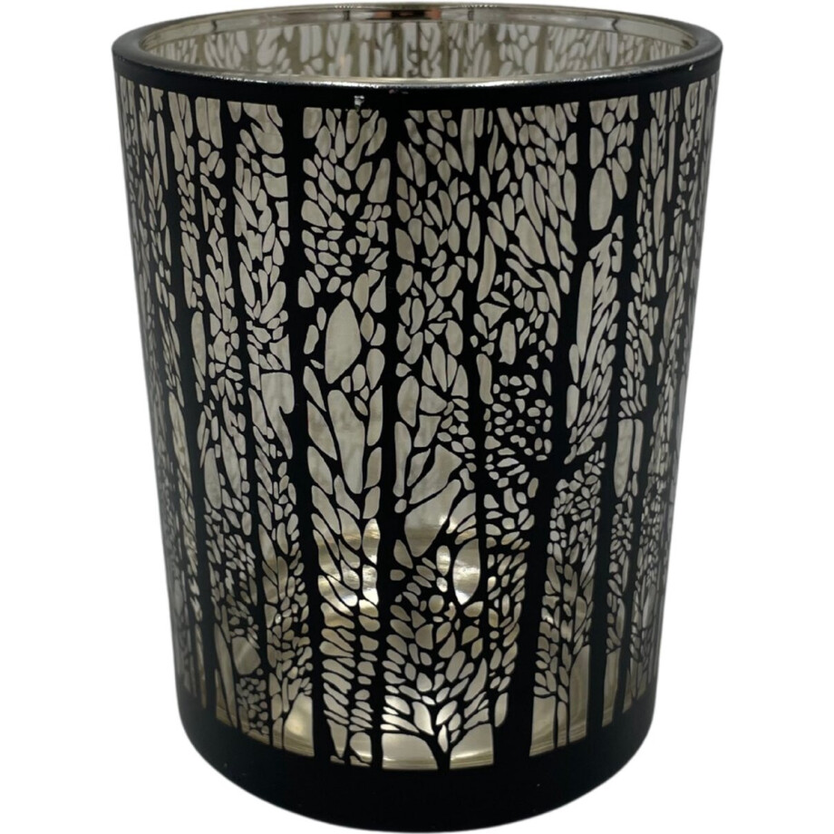 Waxinelicht bos bomen zwart theelichthouder windlicht glas rond 12,5 x 10 cm | HSH405664 | Stoer & Sober Woonstijl Waxinelicht bos bomen zwart theelichthouder windlicht glas rond 12,5 x 10 cm | HSH405664 | Stoer & Sober Woonstijl afbeelding 1