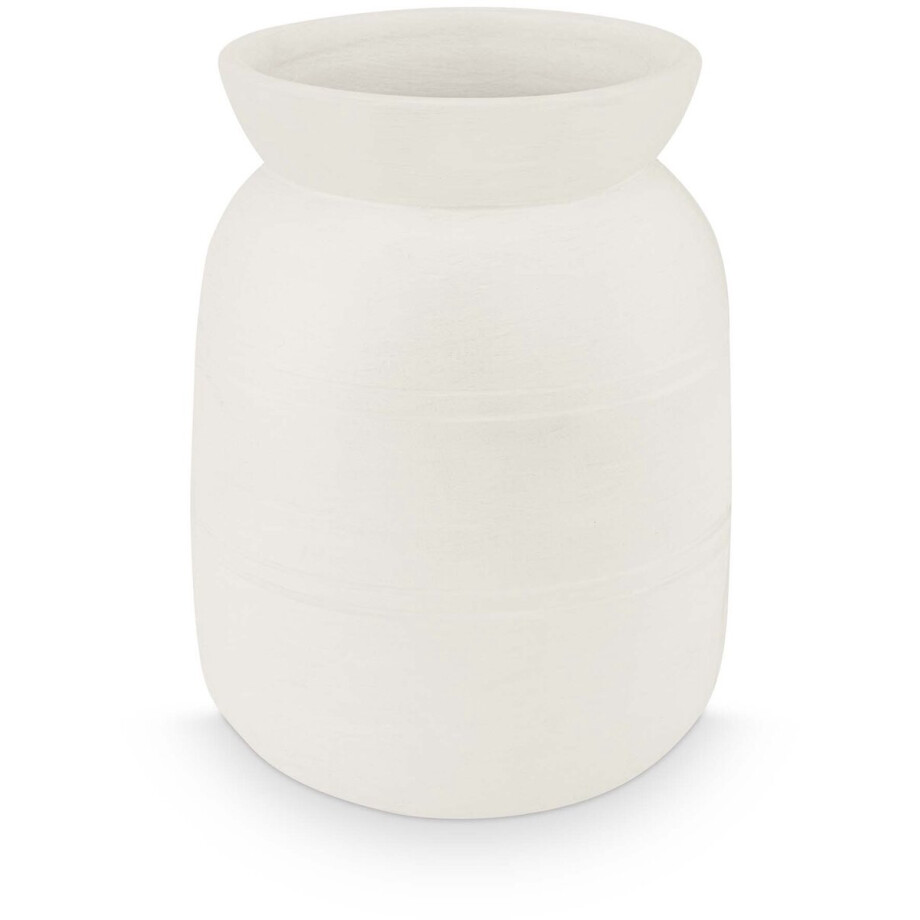 vtwonen Vaas - Decoratie - Bloemenvaas van Terracotta - Wit - 27x35cm vtwonen Vaas - Decoratie - Bloemenvaas van Terracotta - Wit - 27x35cm afbeelding 1