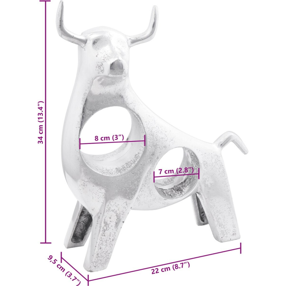 vidaXL - Bull - Sculptuur - Zilver - 22x9,5x34 - cm - Aluminium vidaXL - Bull - Sculptuur - Zilver - 22x9,5x34 - cm - Aluminium afbeelding 1