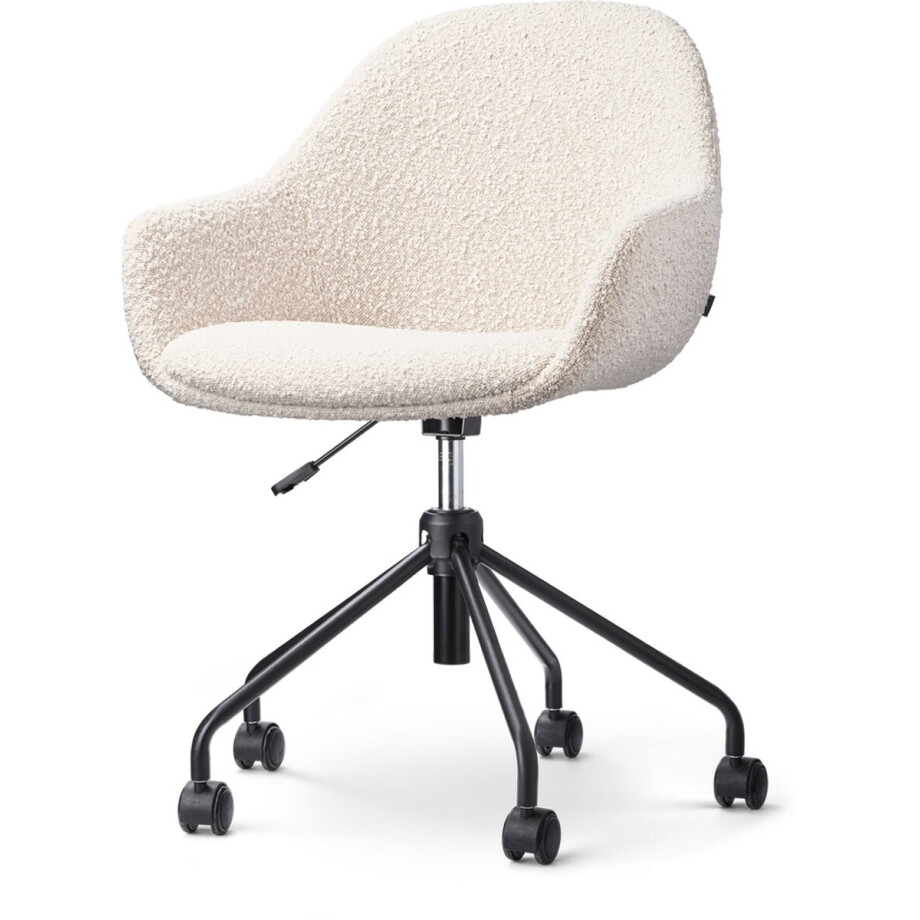 Nolon Nout-Mae Bureaustoel Bouclé Beige - Stof - Verstelbaar - Wieltjes - Zwart Onderstel - Design - Comfortabel Nolon Nout-Mae Bureaustoel Bouclé Beige - Stof - Verstelbaar - Wieltjes - Zwart Onderstel - Design - Comfortabel afbeelding 1