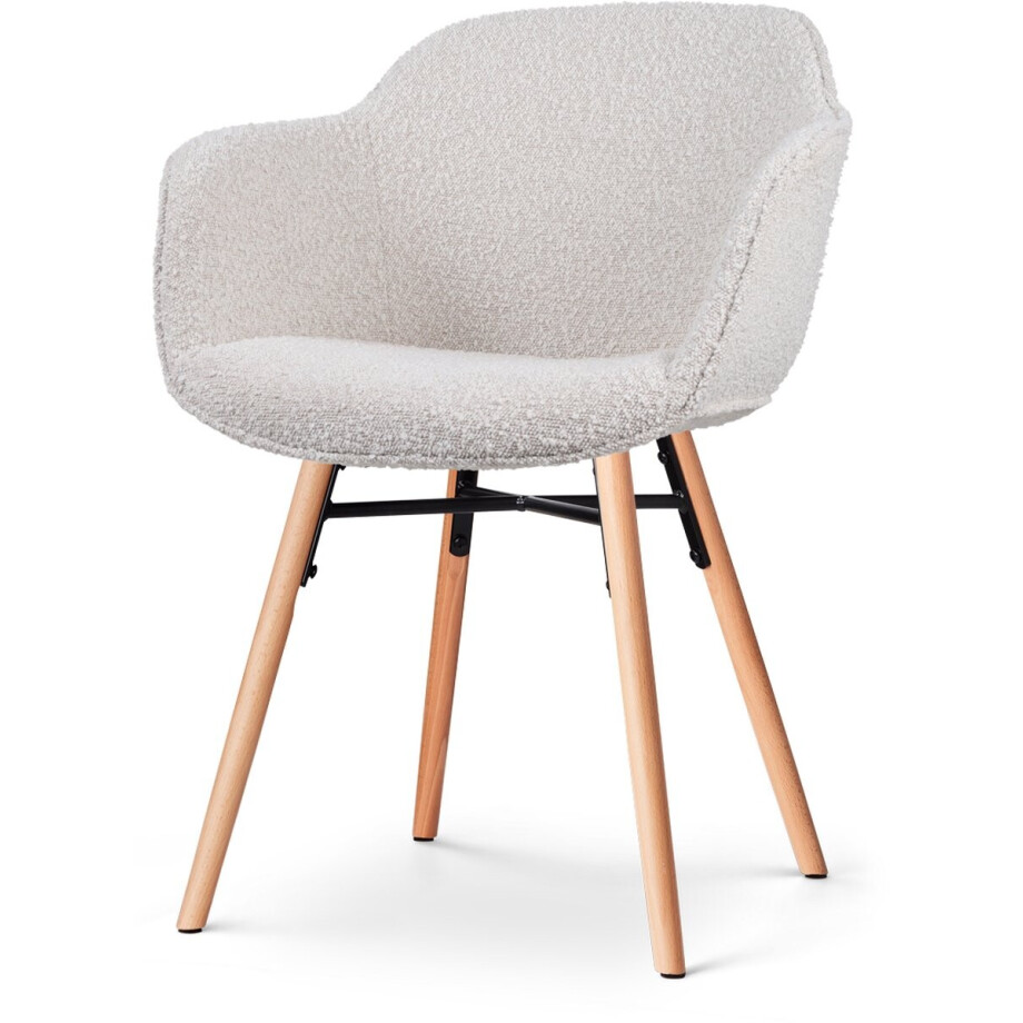 Nolon Nena-Mare Eetkamerstoel Bouclé Beige - met Armleuning - Stof - Houten Poten - Scandinavisch - Design Nolon Nena-Mare Eetkamerstoel Bouclé Beige - met Armleuning - Stof - Houten Poten - Scandinavisch - Design afbeelding 1