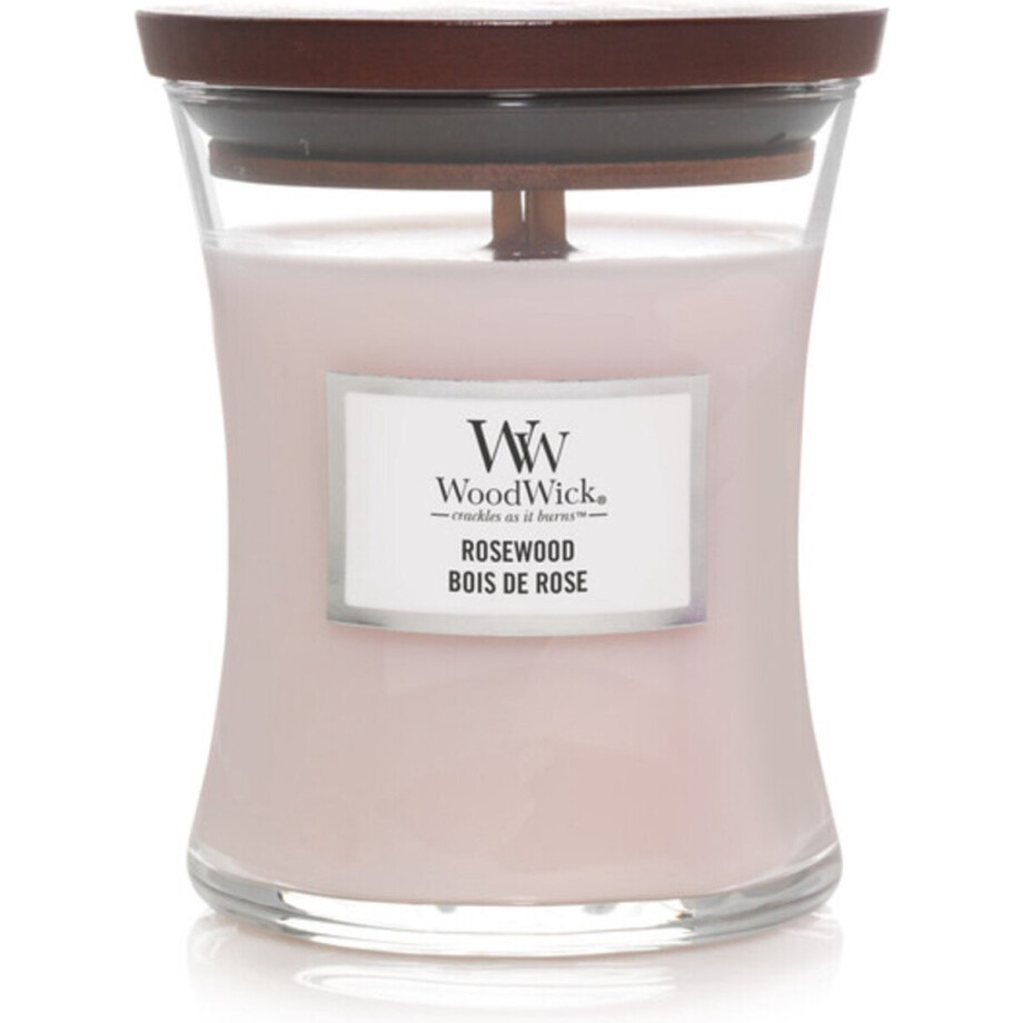 WoodWick Hourglass Medium Geurkaars - Rosewood - 60 branduren afbeelding 1