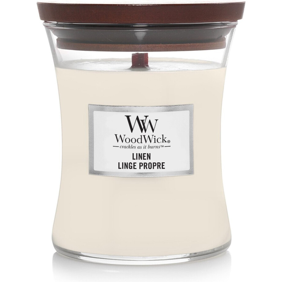 WoodWick Hourglass Medium Geurkaars - Linen - 60 branduren afbeelding 1
