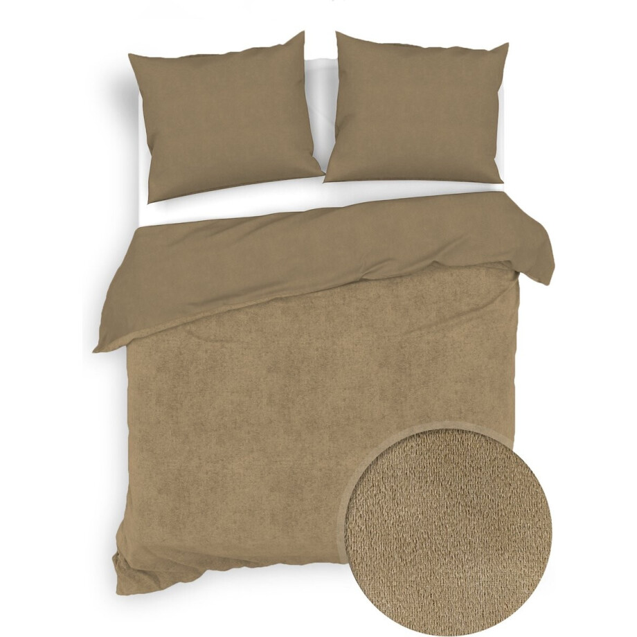 Zohome Dekbedovertrek Velluto - Effen Bedlinnen - 240x220 - Goud - Dekbedhoes van Polyester / Katoen afbeelding 1