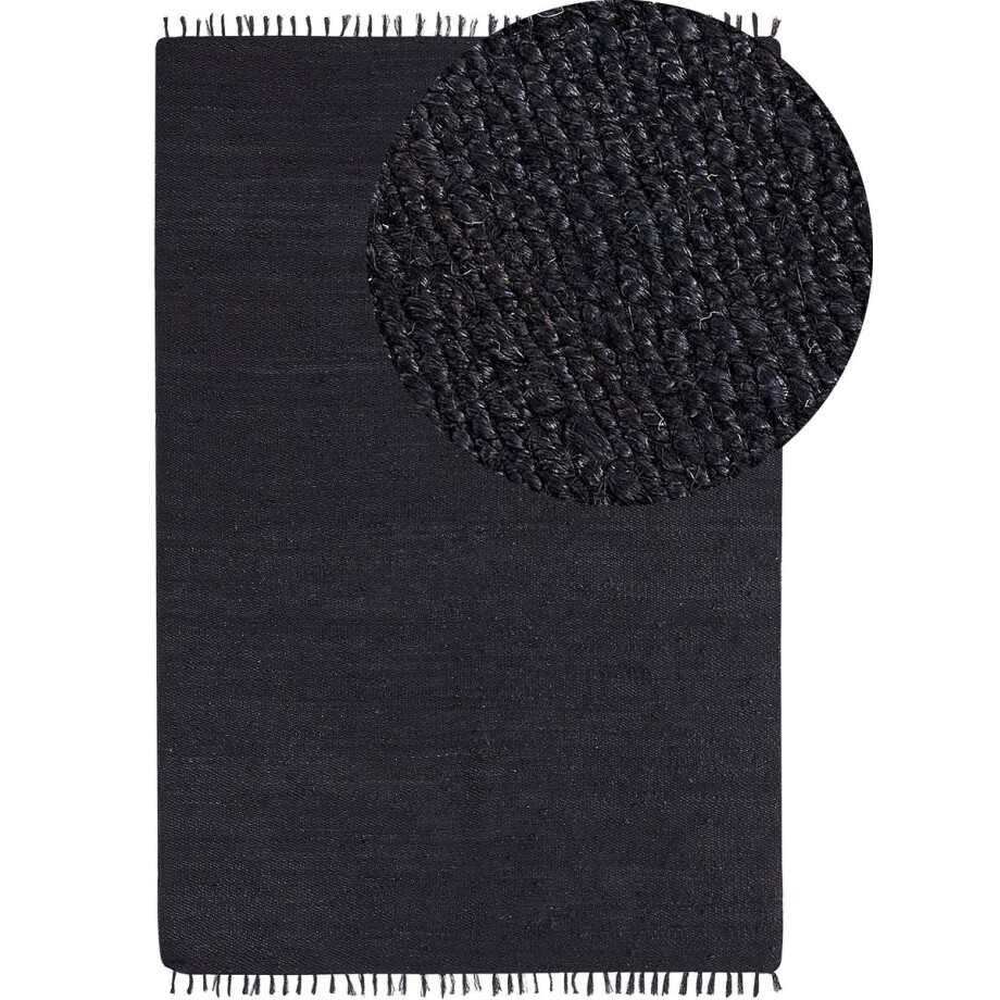 BELIANI SINANKOY - Laagpolig tapijt - Zwart - 200 x 300 cm - Jute BELIANI SINANKOY - Laagpolig tapijt - Zwart - 200 x 300 cm - Jute afbeelding 1